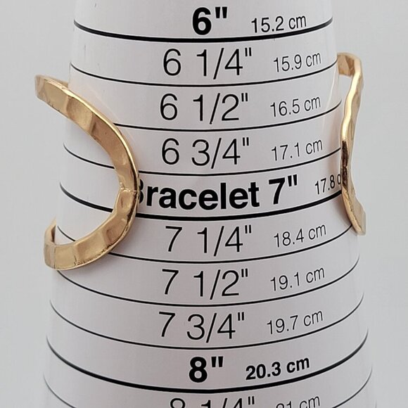 Hammered Gold Tone Open Work Infinity Cuff Bracelet 7 Inch Roman Gladiator - Picture 5 of 5